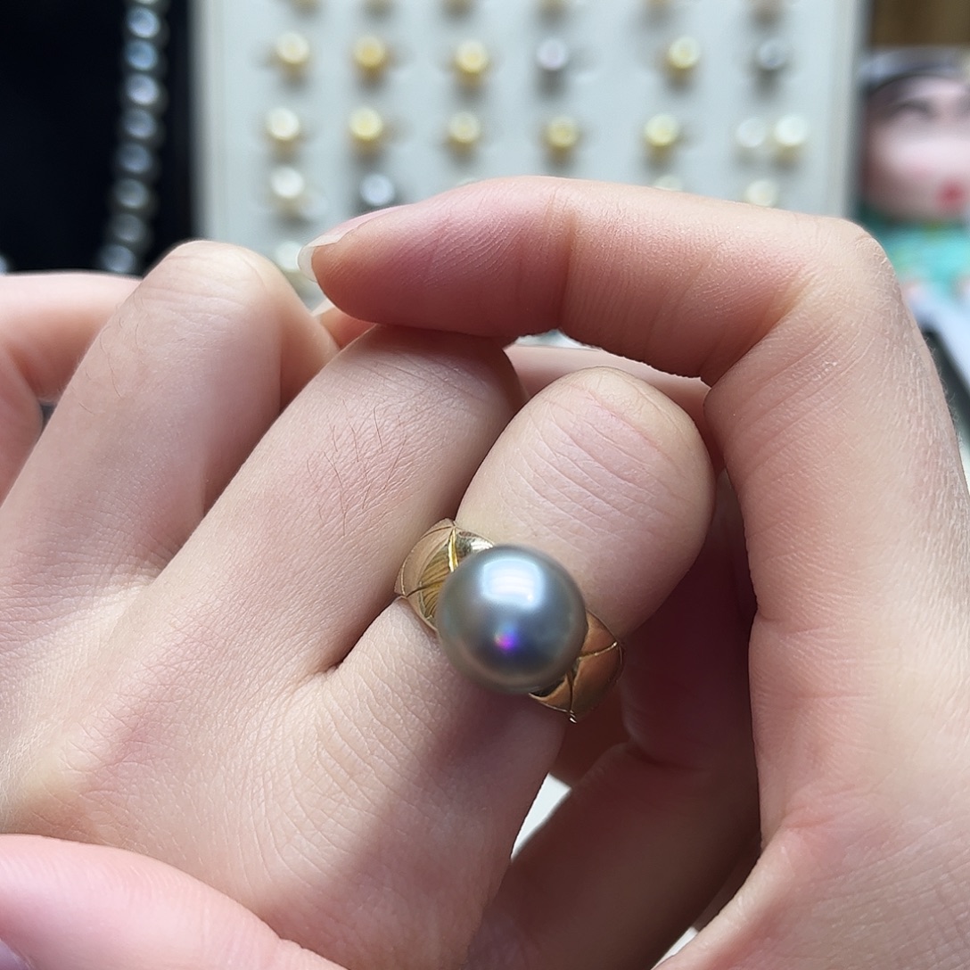 银S925镶嵌海水珍珠戒指