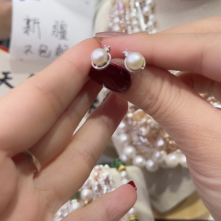 合金淡水珍珠耳饰