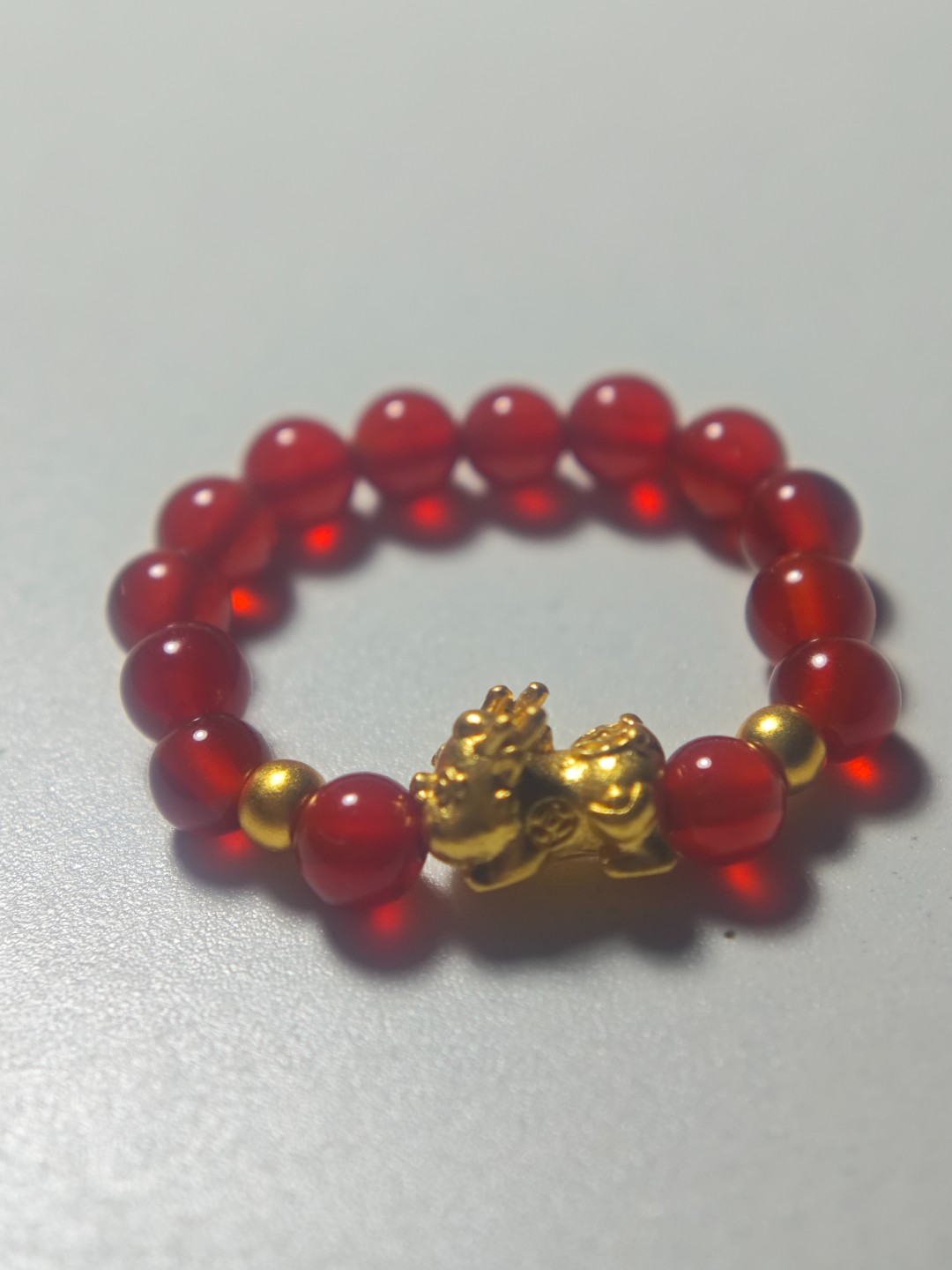 严选（041）足金卡八貔貅+3mm珠2颗（赠红玉 髓）多样性发货