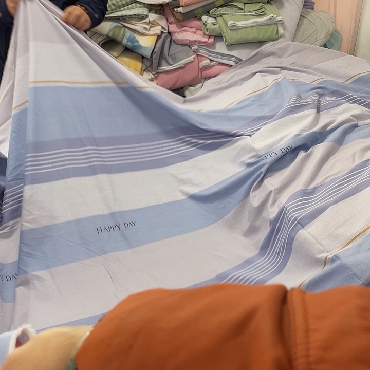 莫代尔纤维长绒棉蓝灰条纹11米