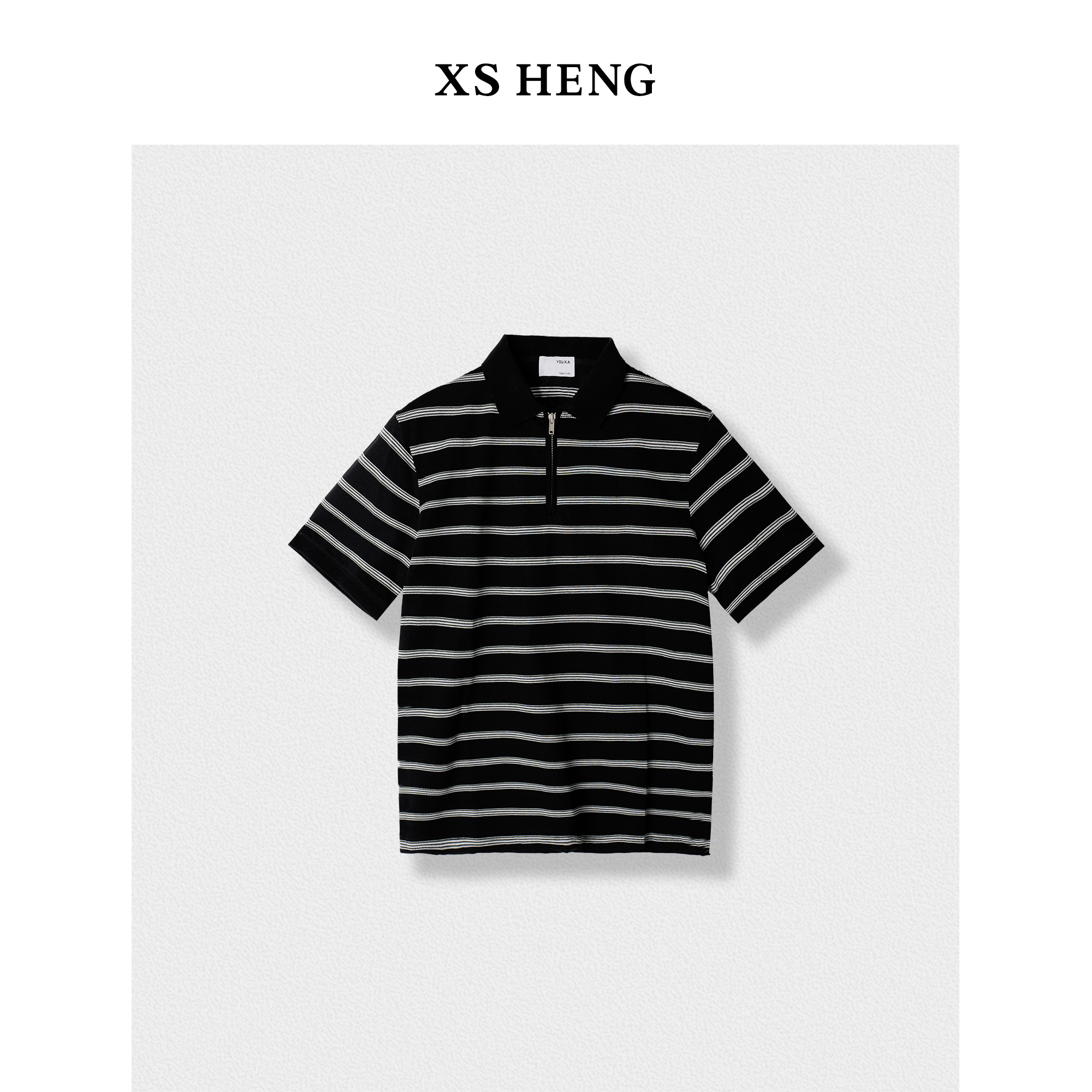 夏季清/拉链条纹商务休闲男士潮流百搭短袖翻领POLO衫#26085