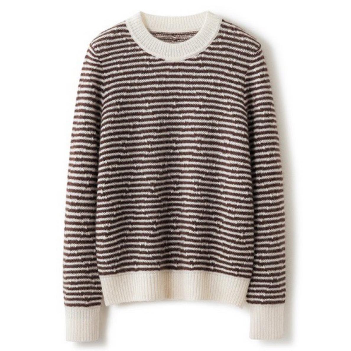 可盲冲~篙端小禾！加厚蚕丝羊绒百搭条纹圆领加厚复古针织毛衣女