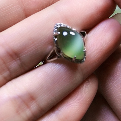 和田玉银S925镶嵌戒指