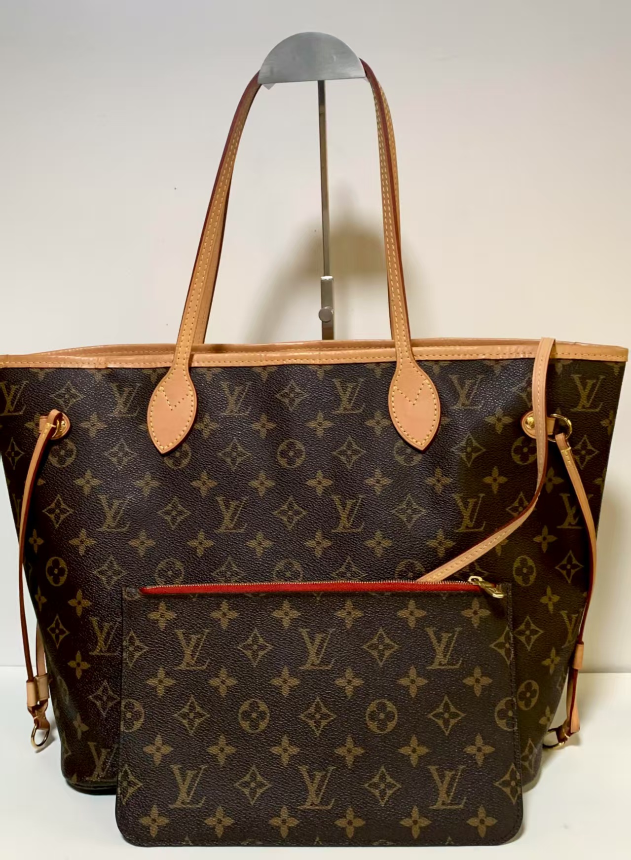 95新 LouisVuitton/路易威登  nf老花中号红色内里单肩包bwz12695