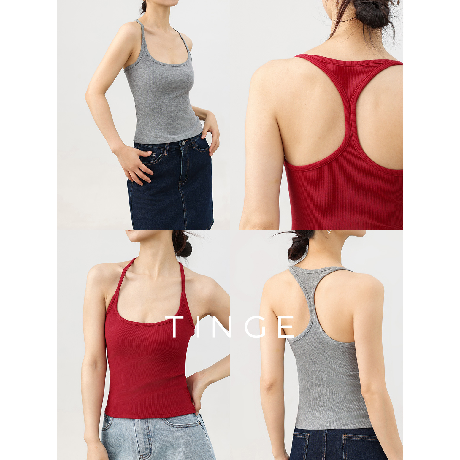 挂脖遮副乳工字修身吊带背心女夏25年新款交叉美背上衣