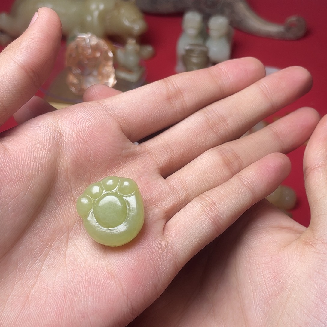 和田玉未镶嵌颈饰和田玉黄玉脚掌佩饰