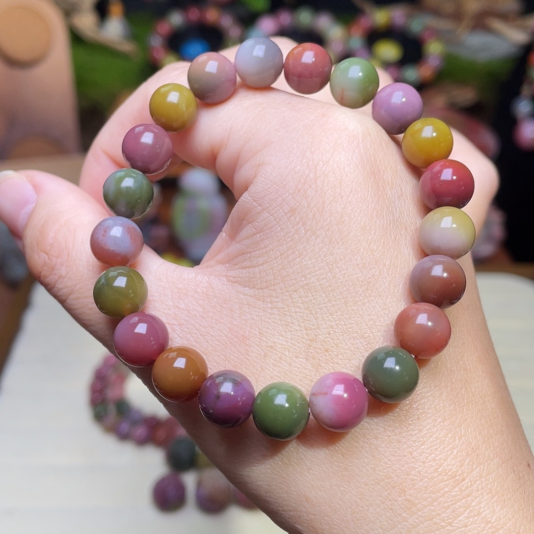 玛瑙/玉髓未镶嵌手串盐源玛瑙炫彩手串