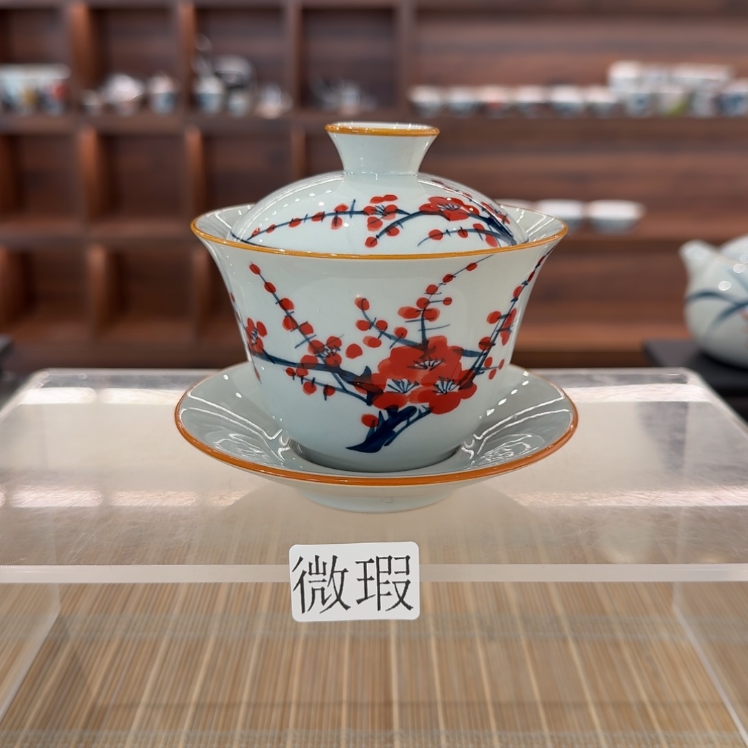 釉下手绘茶具微瑕