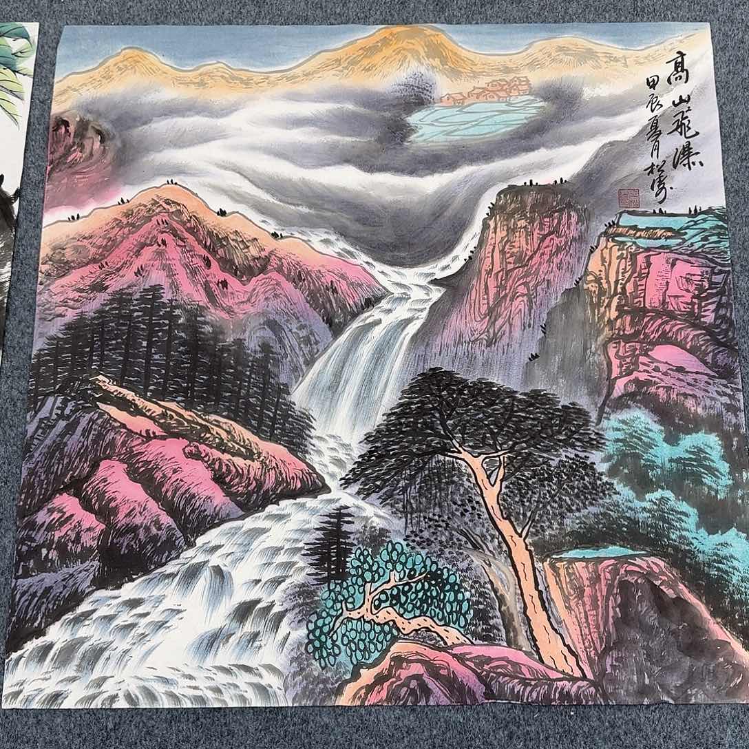 国画尺寸70X70手绘作品