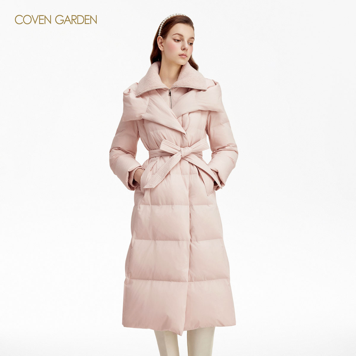 【哥文花园】85%鹅绒羽绒服收腰长外套CSA4333360