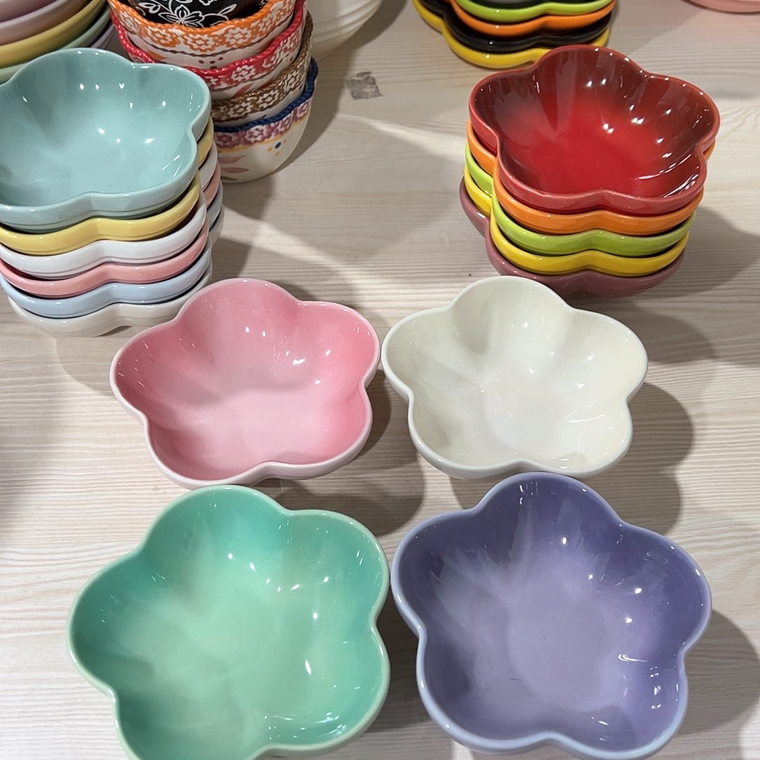陶瓷 +++小梅花晚 奶白色 青羽色 浅紫色 浅粉色