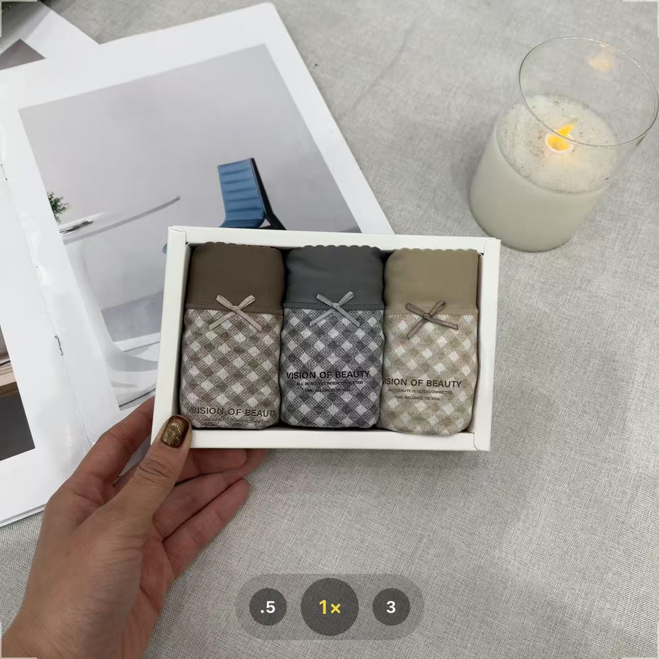 【七安倩】复古小格子内裤（三条装）5260