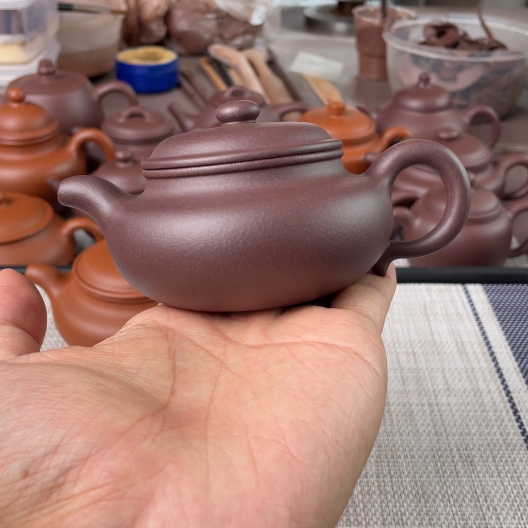 茶壶紫砂半手工老紫泥仿古壶150cc