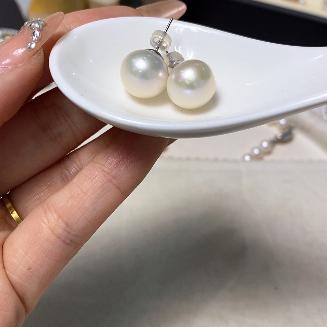 淡水珍珠耳饰银S925镶嵌