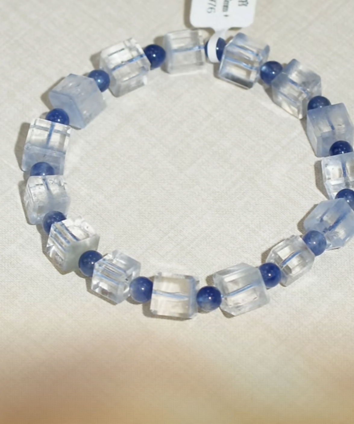 晶匠蓝线石方糖手串8mm+ 编号H-JP56749 