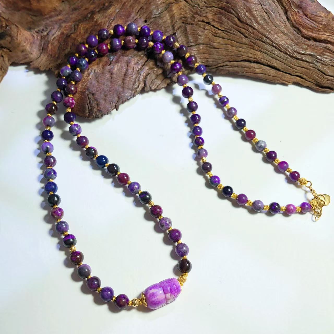 【圣芭黎】天然舒俱来项链圆珠帝王紫18K3+多样性发一D1003