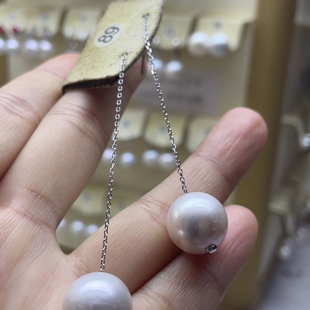 耳饰银S925镶嵌海水珍珠