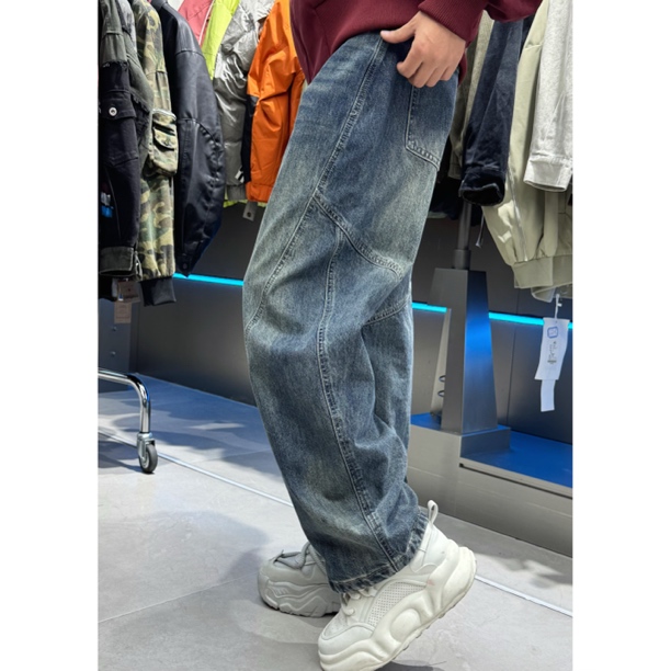 高品百搭高能感情侣潮流风直筒小弯刀牛仔裤X2155/B13 时尚复古