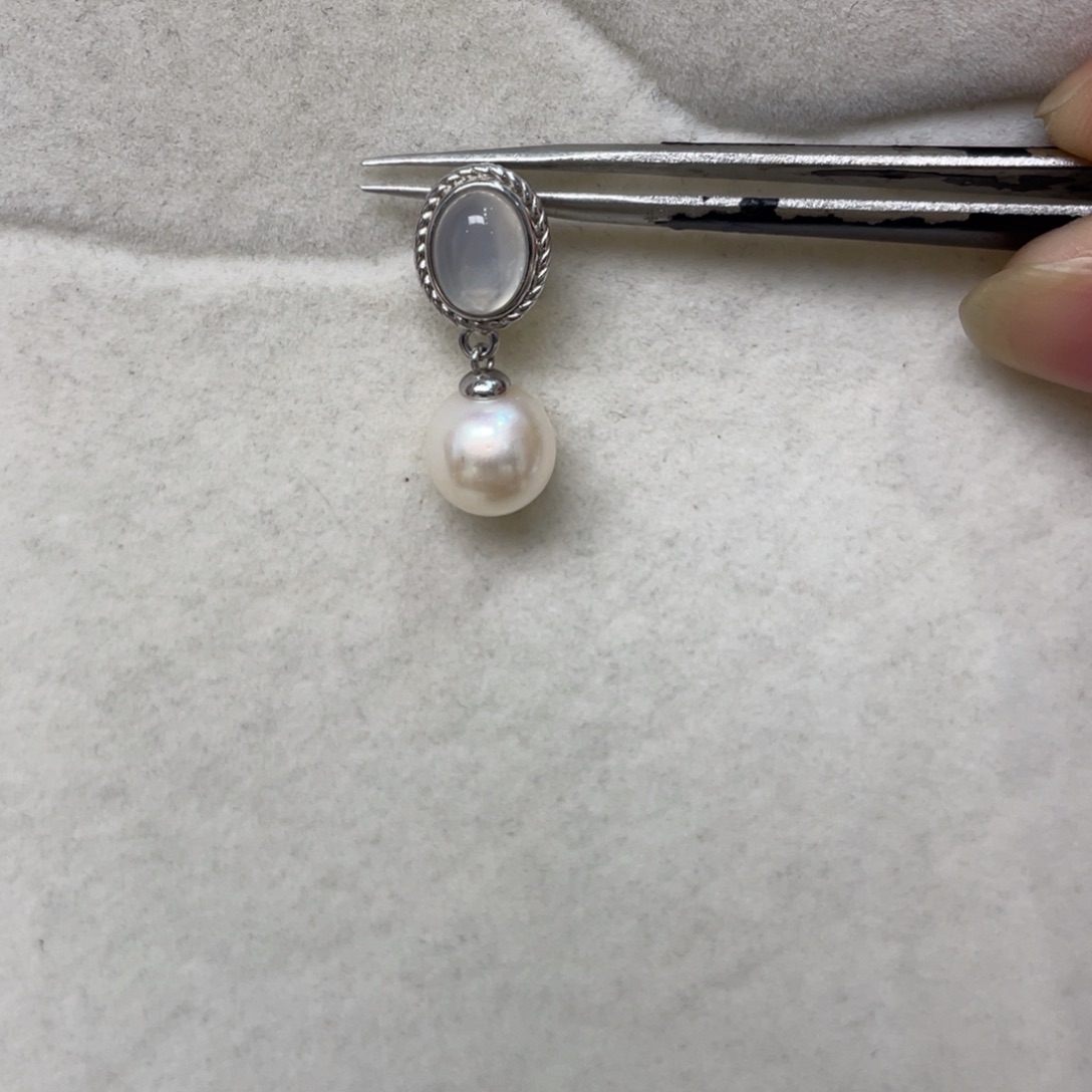 银S925镶嵌海水珍珠吊坠(不含链)