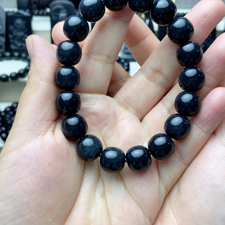 未镶嵌手链和田玉（墨玉）卡12老型手串5代精工