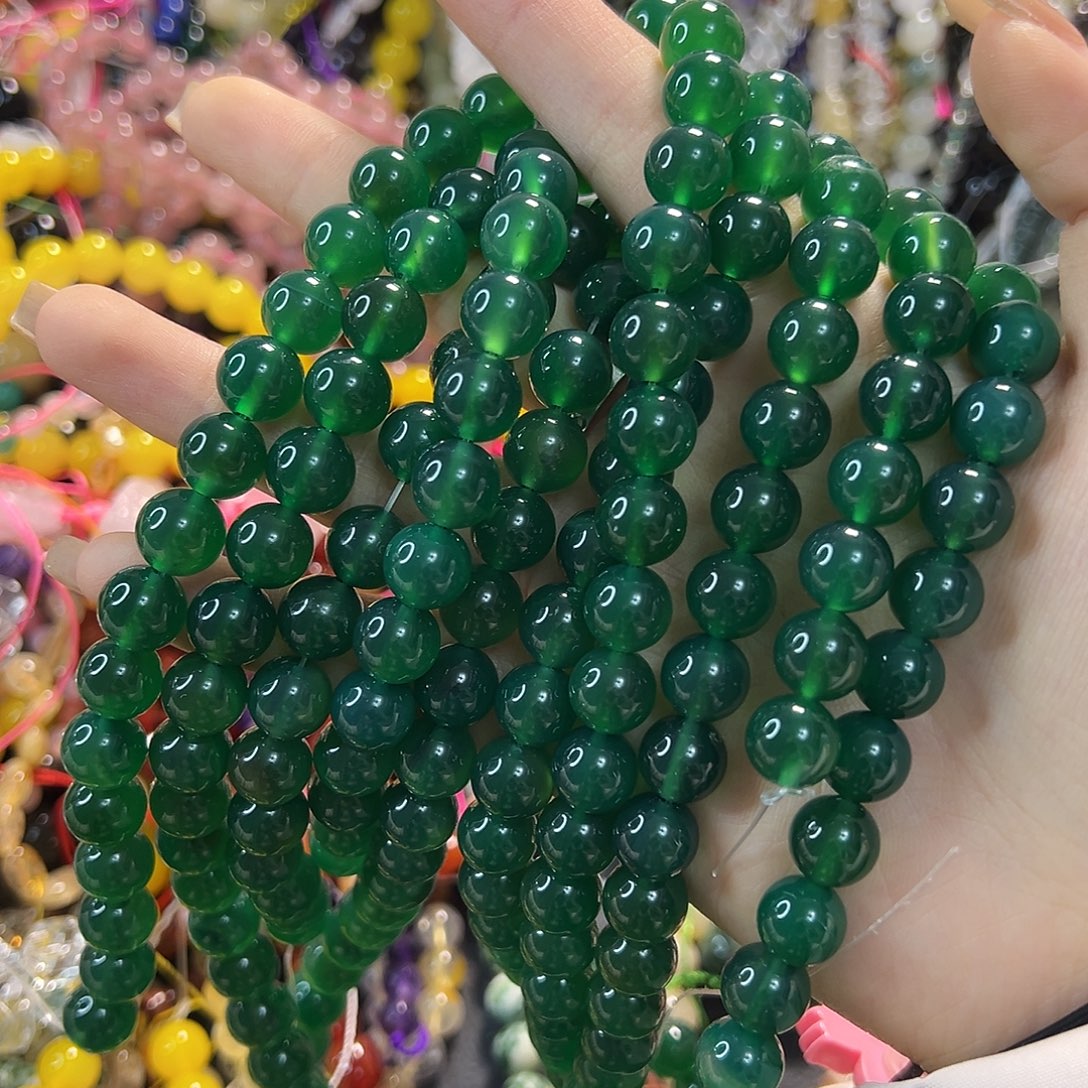 玛瑙/玉髓未镶嵌珠宝半成品卡10绿玛瑙一条