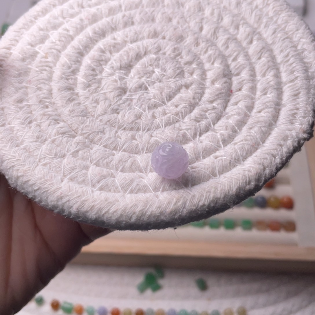 未镶嵌手链翡翠卡10.3紫雕刻珠