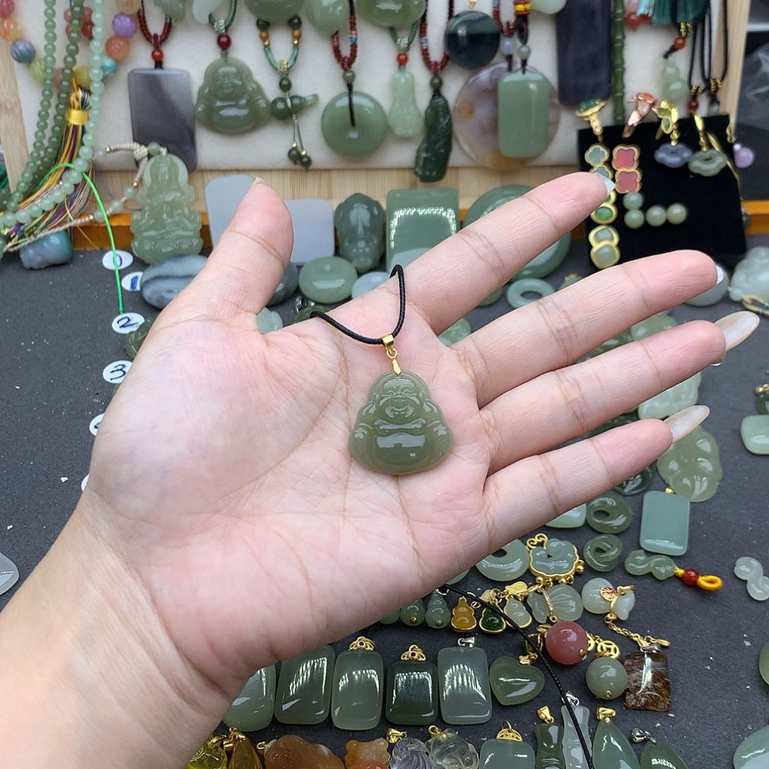 和田玉银S925镶嵌吊坠(不含链)