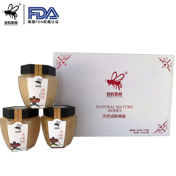 黑蜂蜂与花300g*3礼盒（椴树蜜+花粉蜜+王浆蜜）