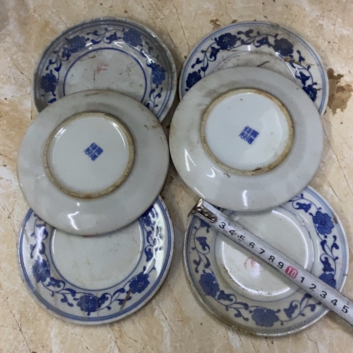 陶6个14厘米芙蓉花平盘