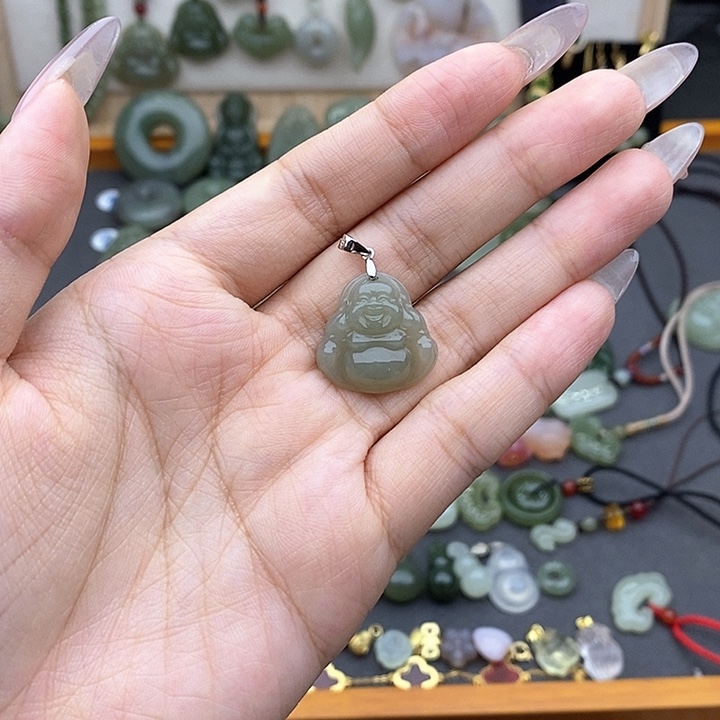 和田玉吊坠(不含链)银S925镶嵌