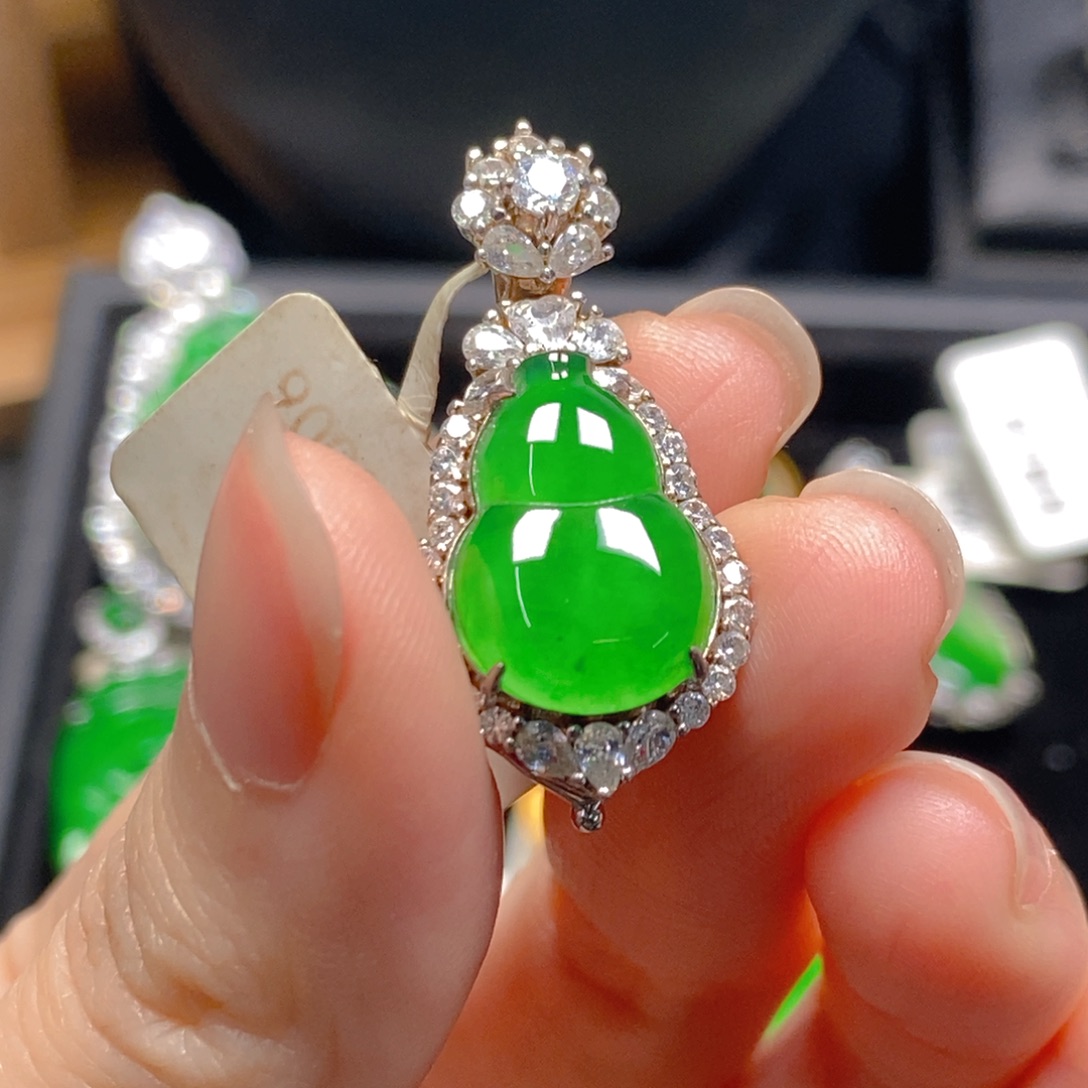 翡翠银S925镶嵌吊坠(不含链)