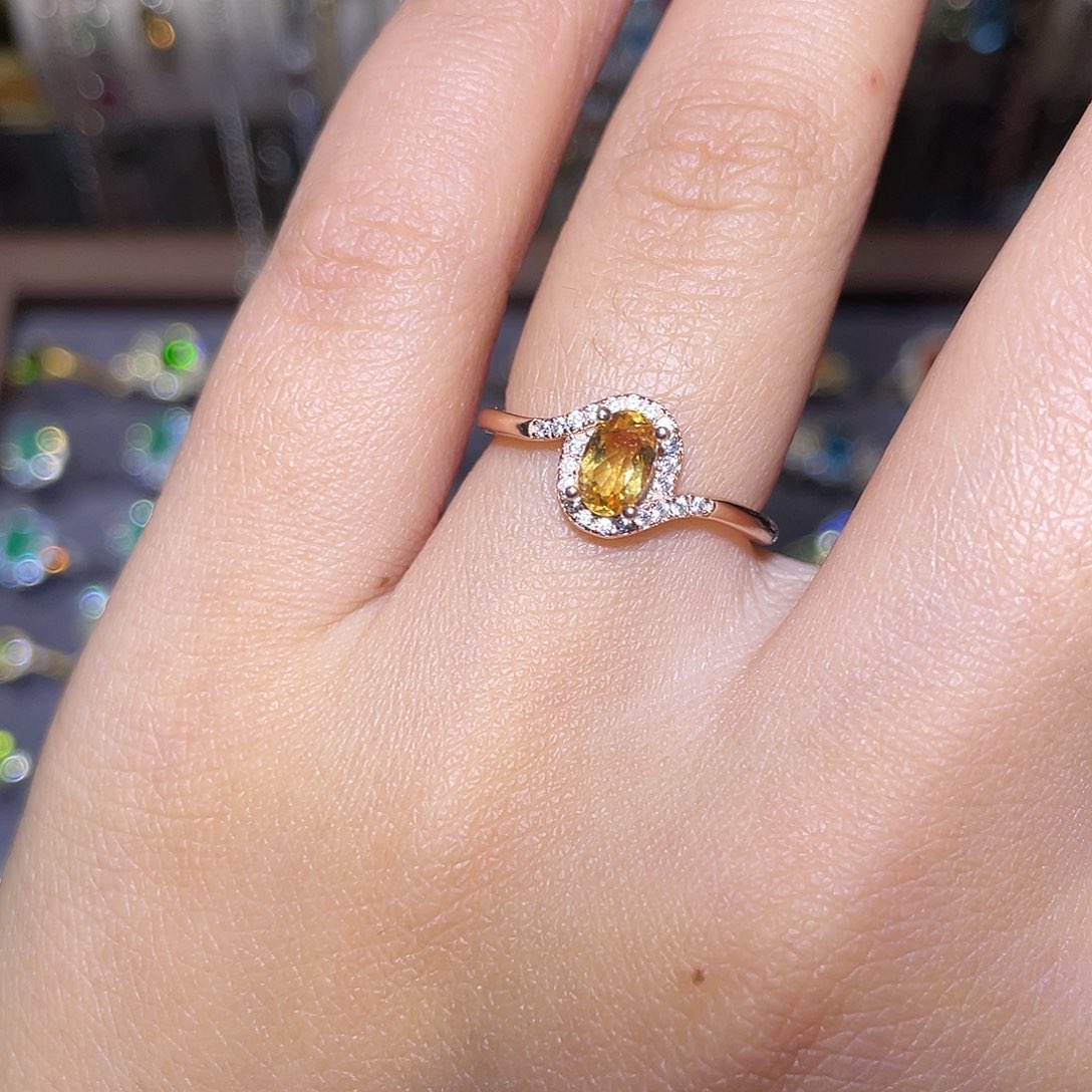 黄晶戒指银S925镶嵌34566