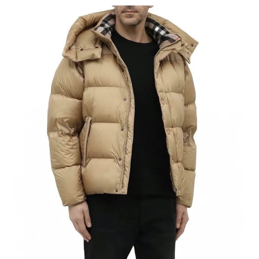 99新 BURBERRY/博柏利 5411/纯色连帽拉链长袖羽绒服/L码