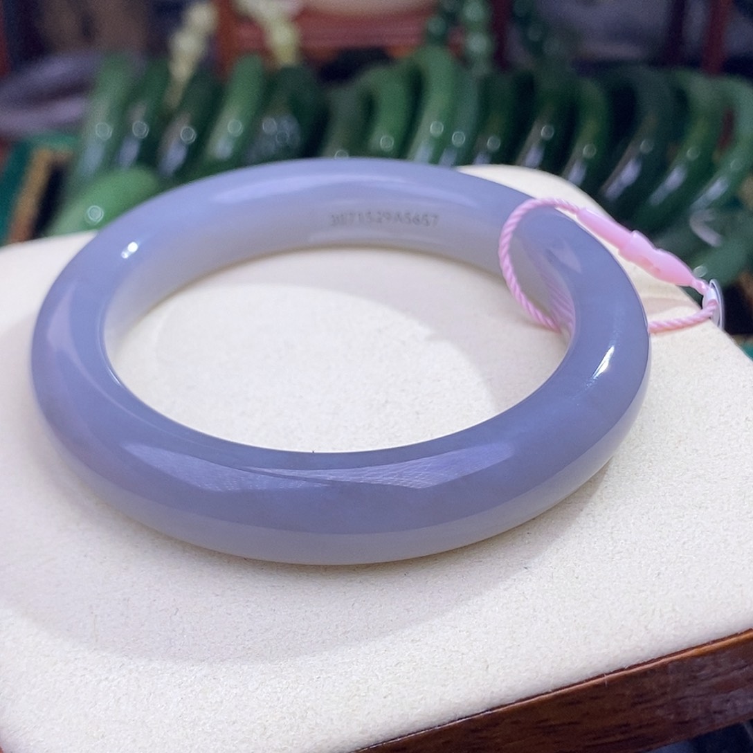 和田玉清货价56.4老料浓烟紫仙紫手镯未镶嵌