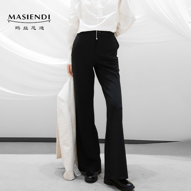 MASIENDI/玛丝恩迪早秋显瘦高腰时尚百搭直筒阔腿裤130231
