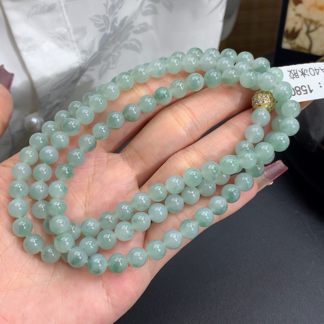 翡翠手链未镶嵌卡6.5冰胶晴飘花项链