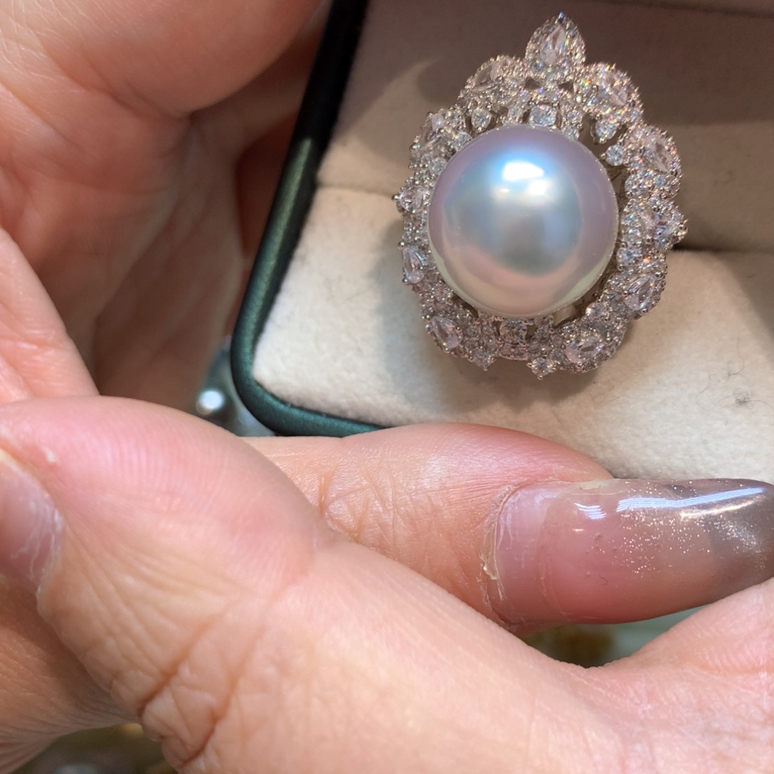 海水珍珠戒指银S925镶嵌