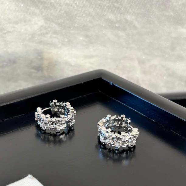 铜合金仿水晶耳饰 铜合金合成锆石耳饰 十字耳圈耳环EH3230