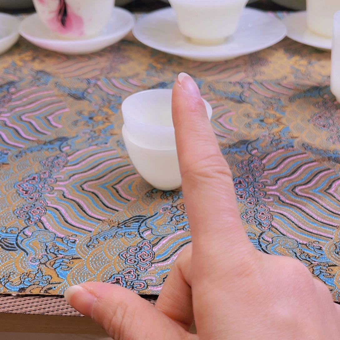 盖碗瓷L*高档翡翠玉瓷功夫杯2个