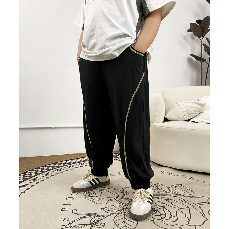 胖孩子夏季冰丝速干九分裤大码童装男童宽松凉感薄裤G1KZ1851