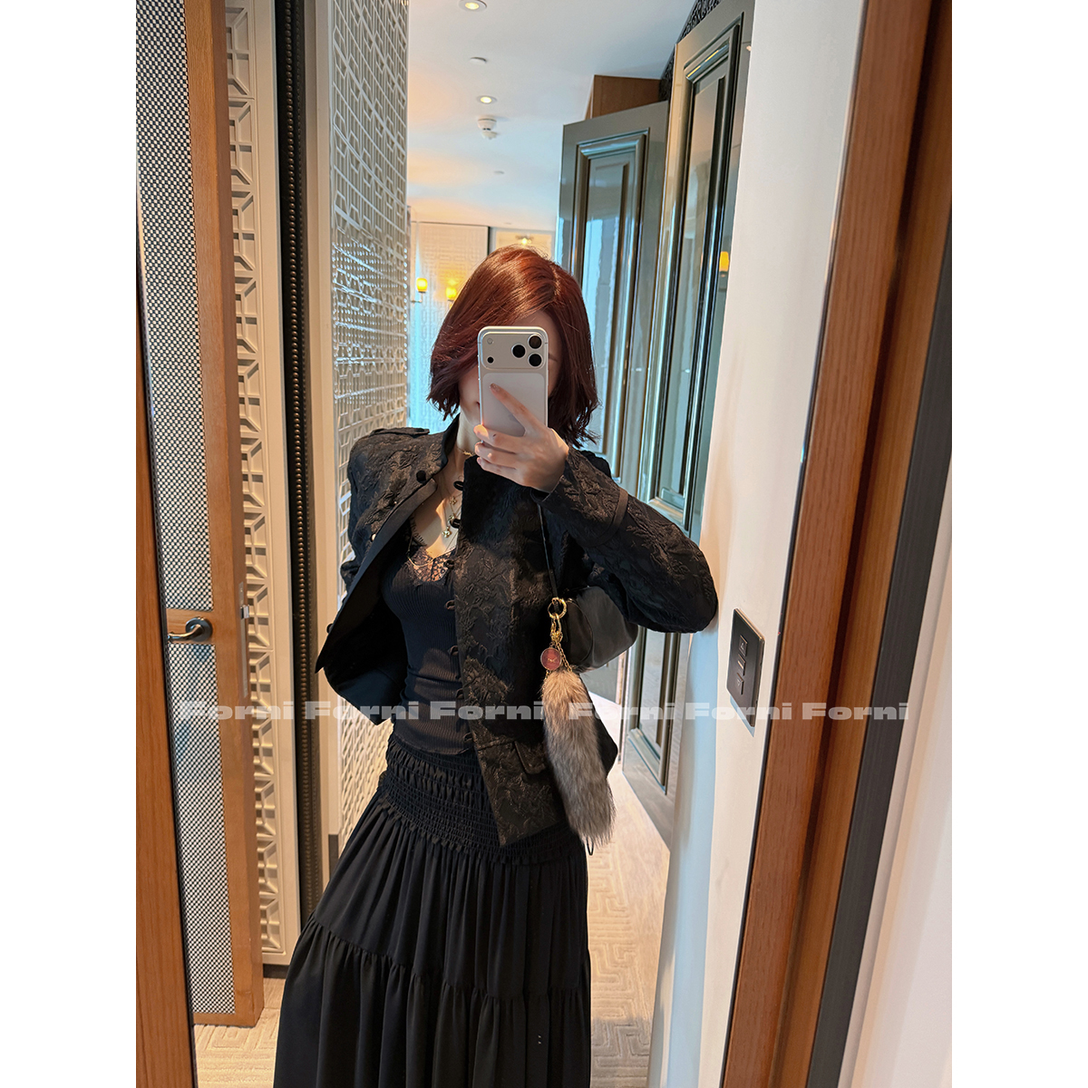 【YOYO首发】 FORNI 远山黛 新中式暗纹提花羊毛外套