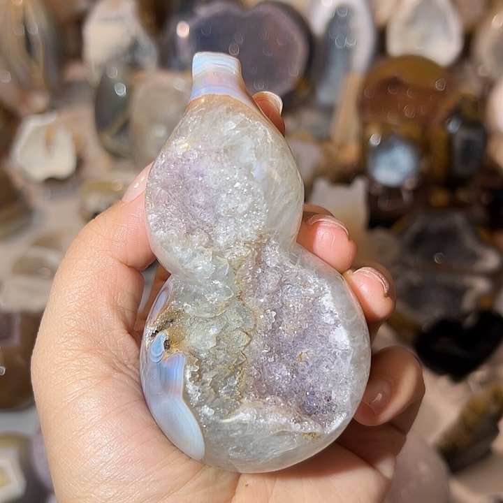 玛瑙/玉髓无未镶嵌点**王葫芦多彩