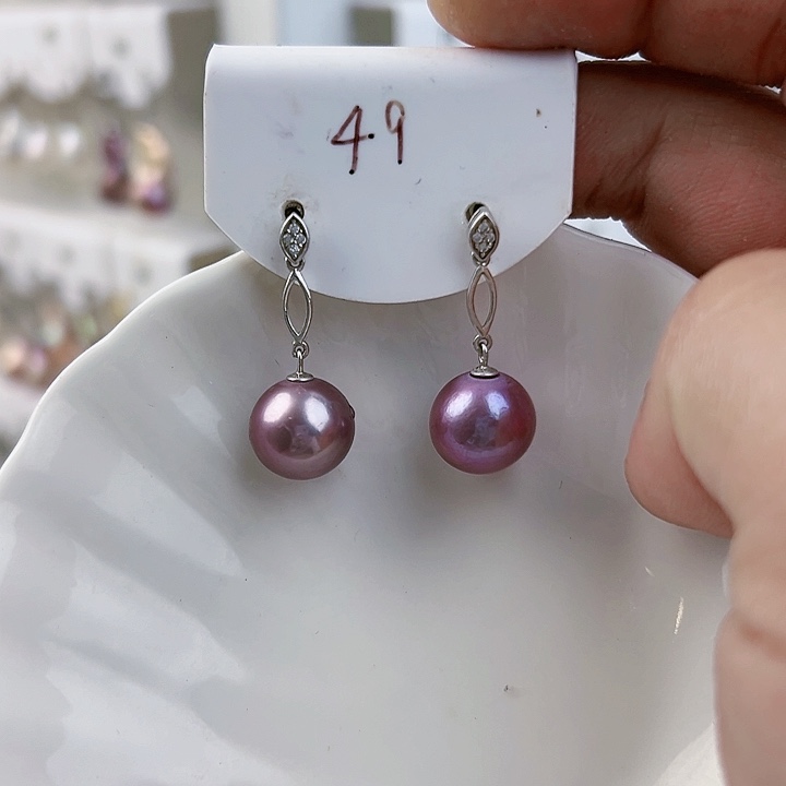 银S925镶嵌耳饰淡水珍珠