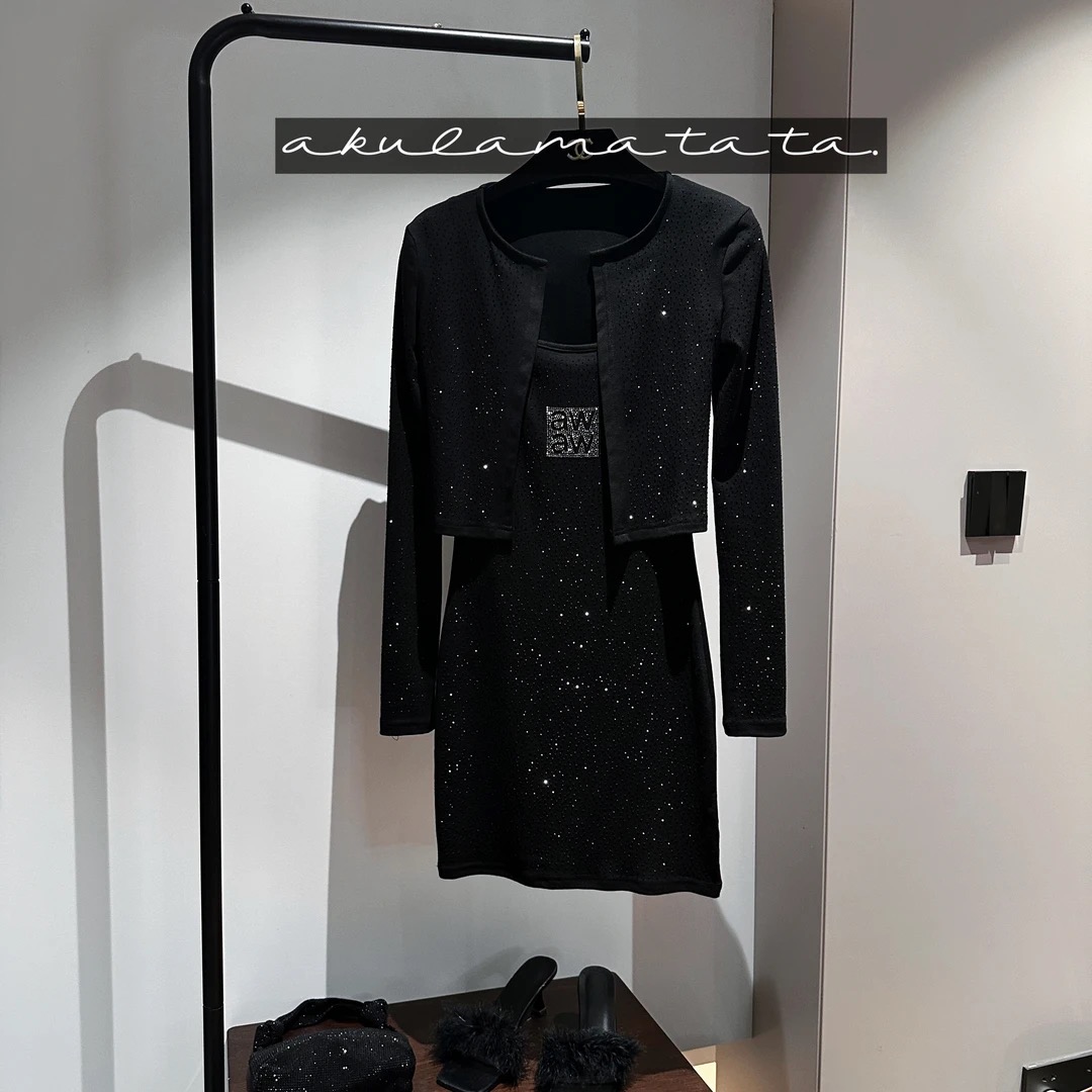 【外套吊带套装】小香风常规款法式浪漫满天星烫钻外套吊带裙套装