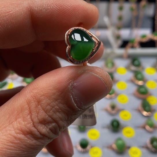和田玉（碧玉）戒指银S925镶嵌E****n