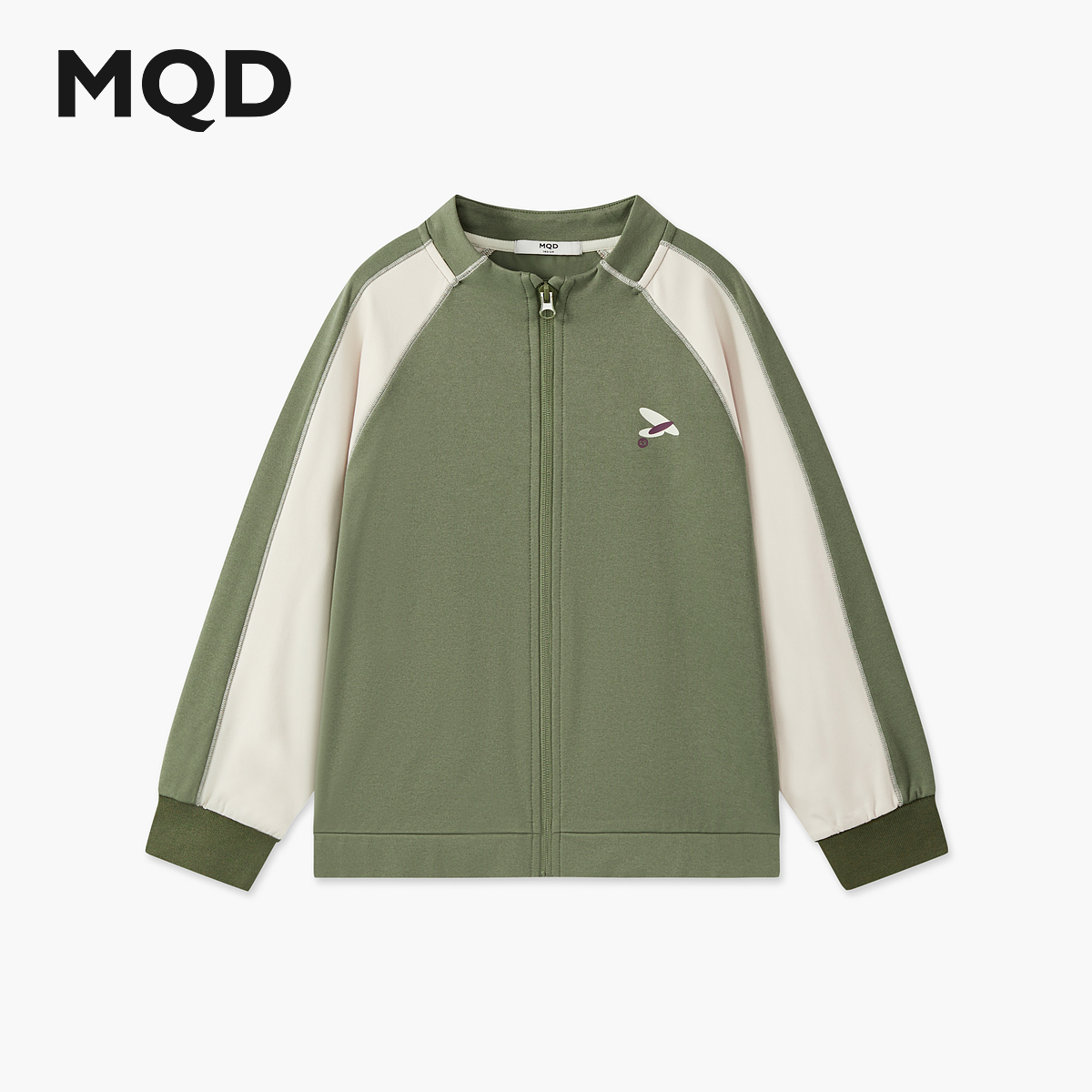 MQD男童25秋新款撞色学院插肩袖街潮字母长袖半开襟卫衣9653W0636