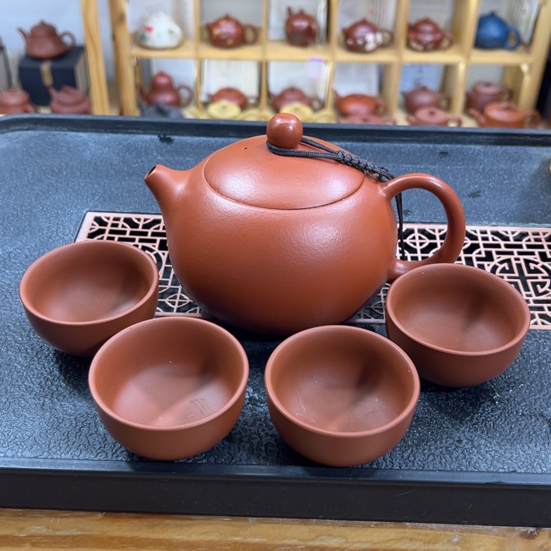 紫砂茶案胖西施（一壶四杯）
