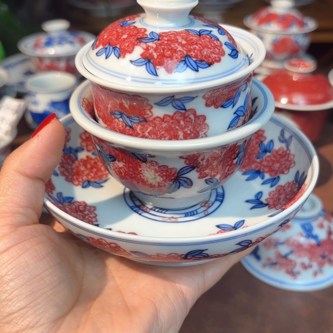 微瑕青花釉里红繁花套组