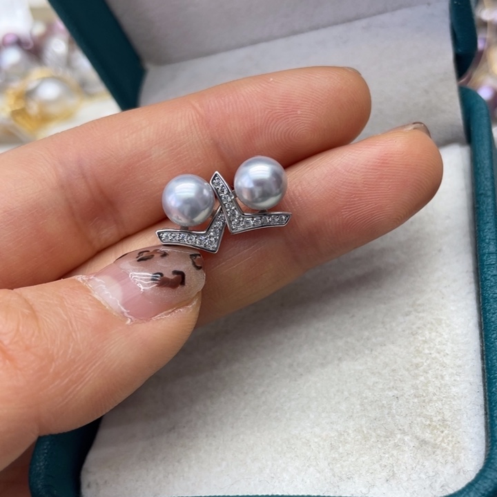 海水珍珠耳饰银S925镶嵌