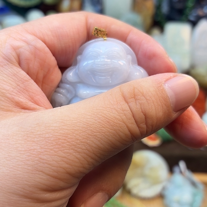 翡翠18K金镶嵌颈饰翡翠佛